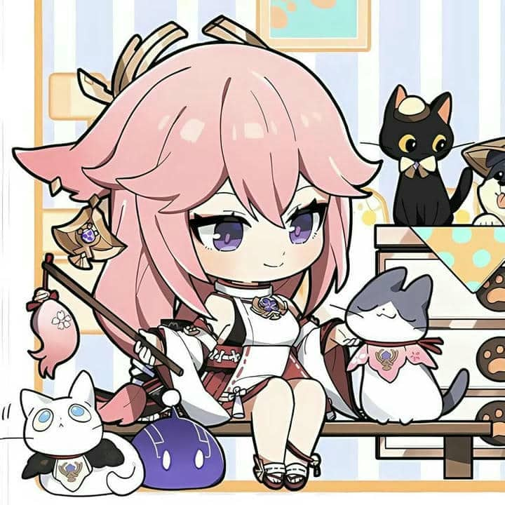 Yae Miko chibi cute làm avatar