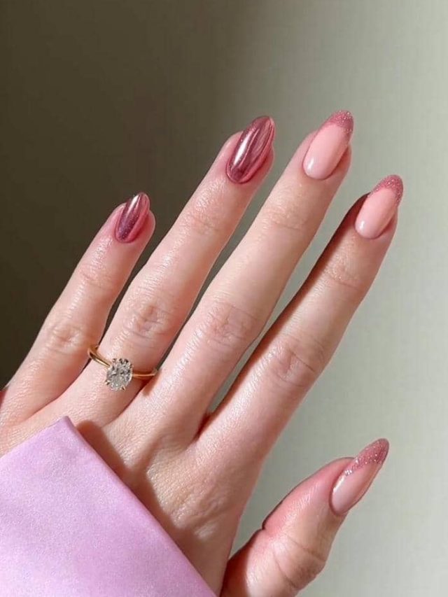 những mẫu nail màu hồng thạch