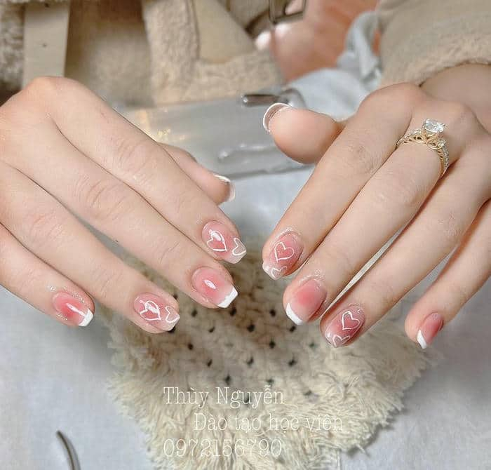 mẫu nail 2 màu