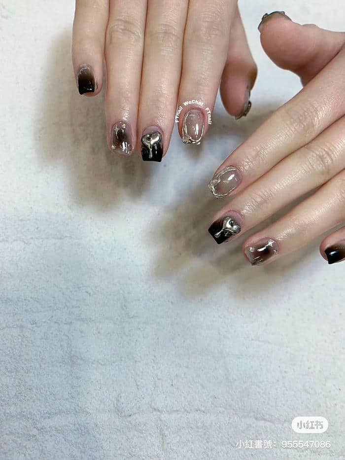 mẫu nail đẹp màu đen