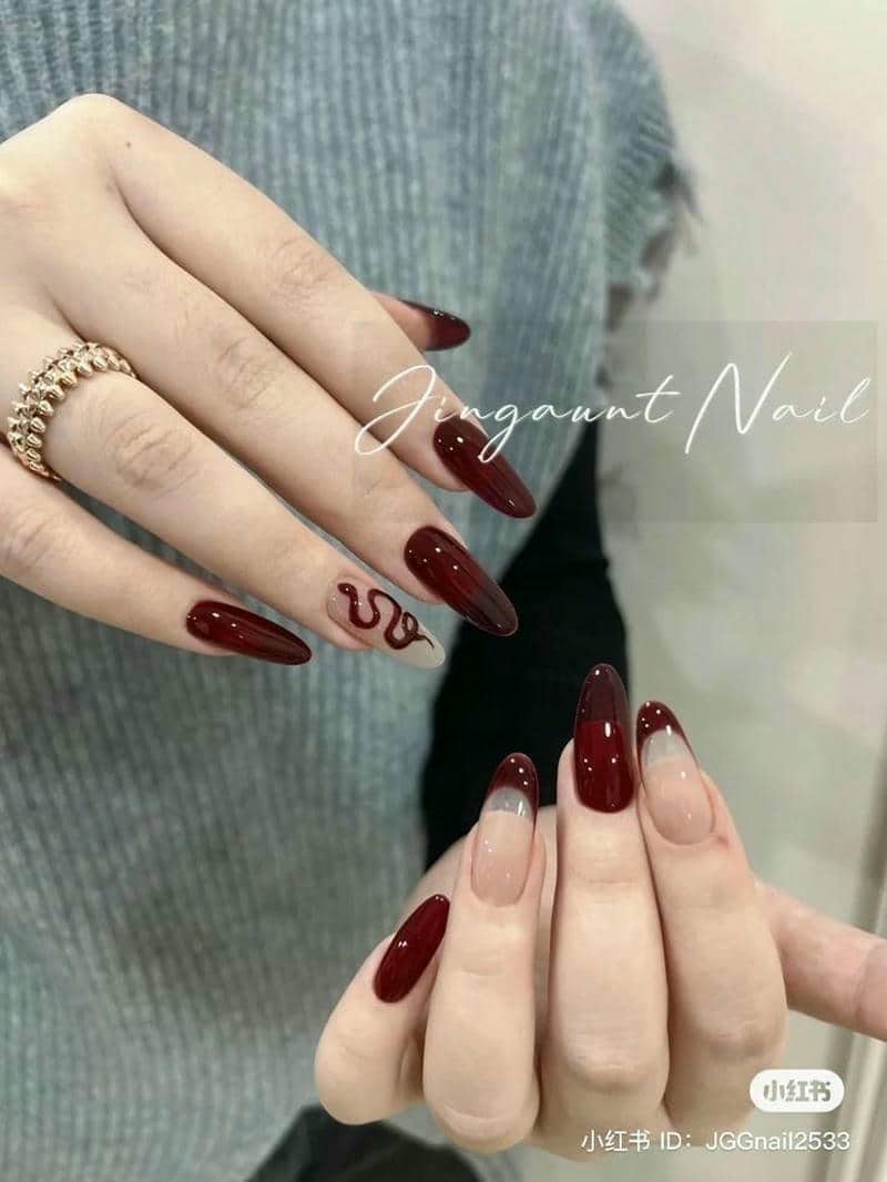 mẫu nail đẹp màu đỏ