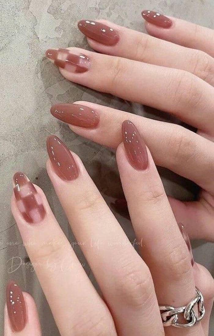 mẫu nail đơn giản màu hồng