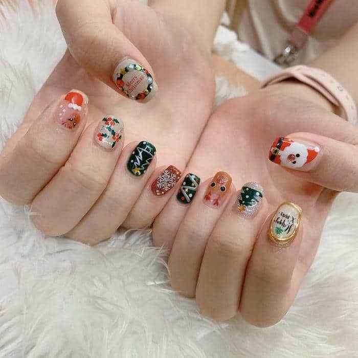 mẫu nail giáng sinh đơn giản