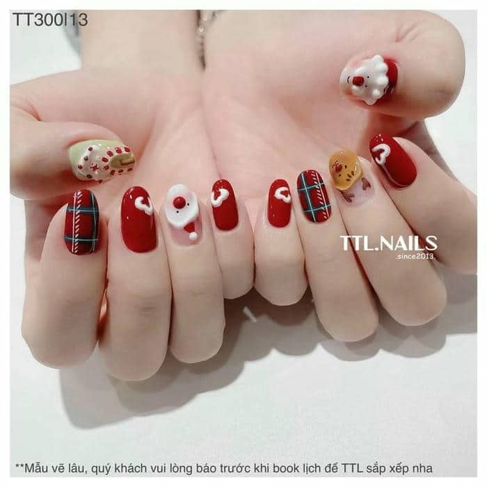 mẫu nail giáng sinh ông già noel đẹp