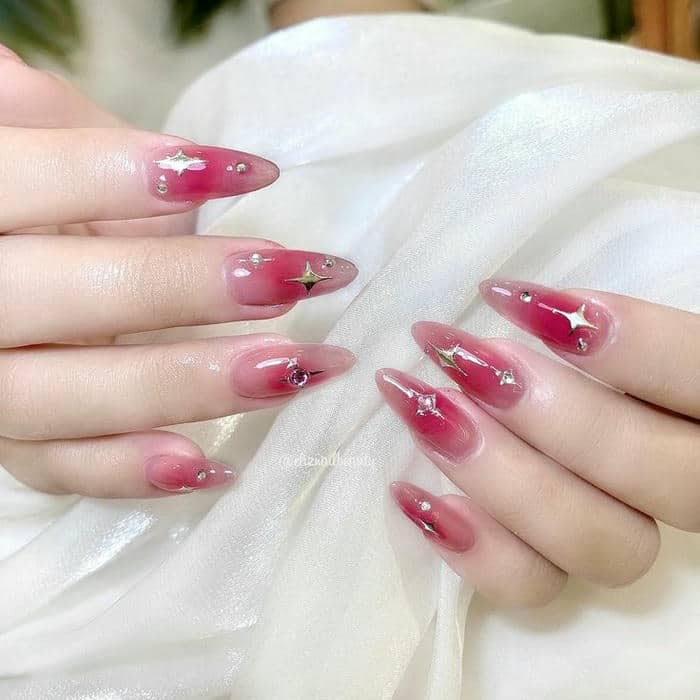 mẫu nail hồng