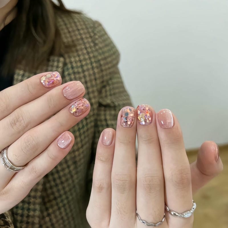 mẫu nail mắt mèo kim cương