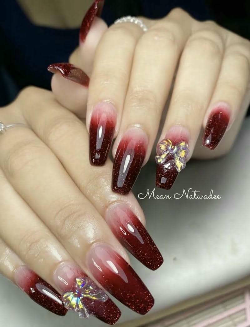 mẫu nail màu đỏ