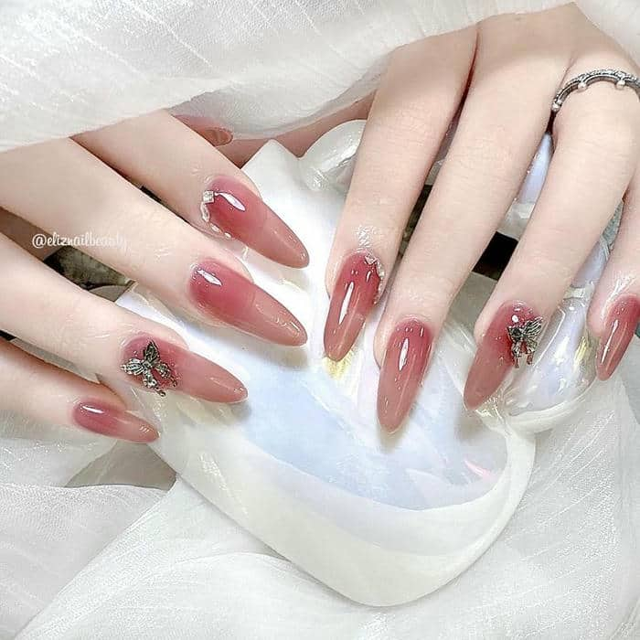 mẫu nail màu hồng pastel