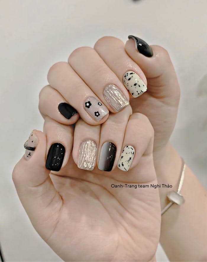 mẫu nail móng vuông ngắn