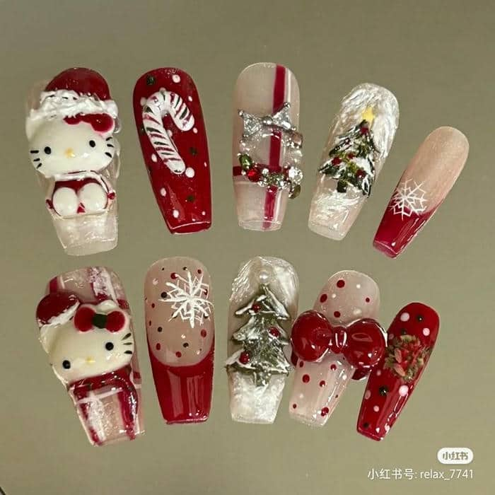 mẫu nail noel đính đá