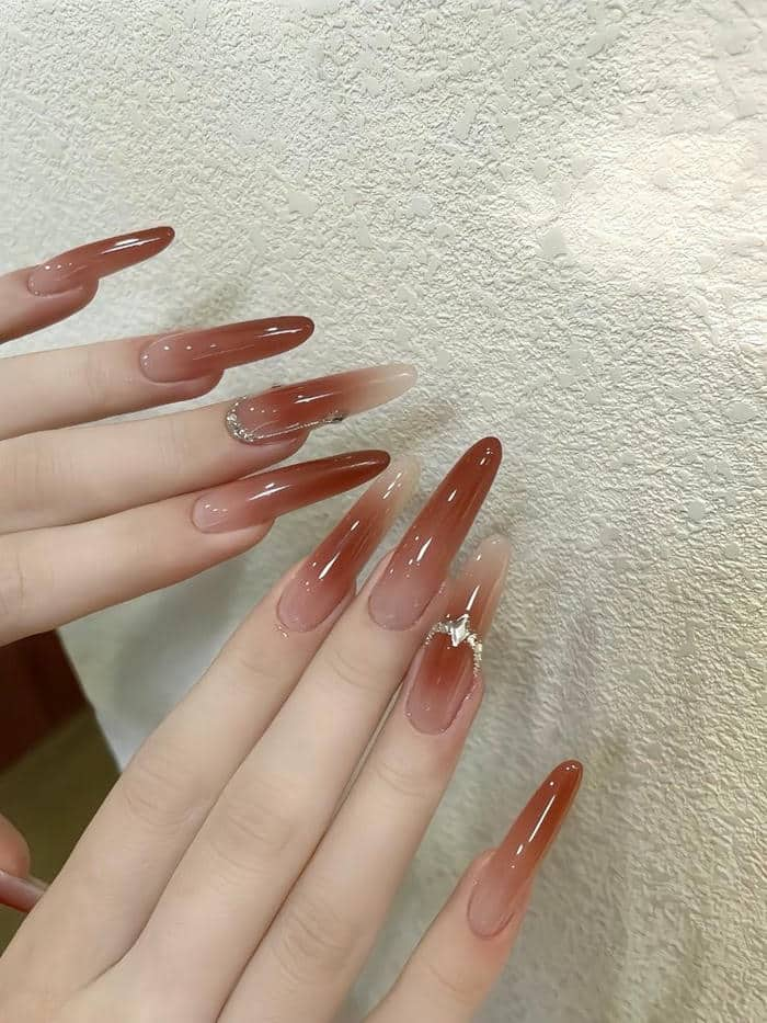 mẫu nail ombre cam