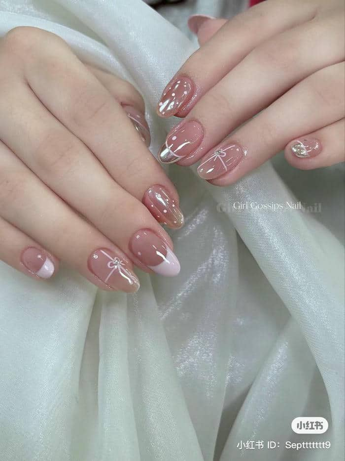 mẫu nail thạch hồng