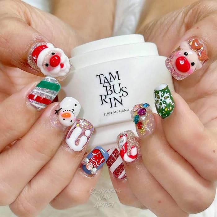 mẫu nail vẽ ông già noel dễ thương