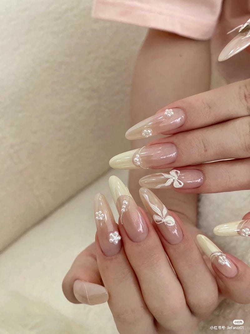 nail cô dâu desgin nhẹ nhàng