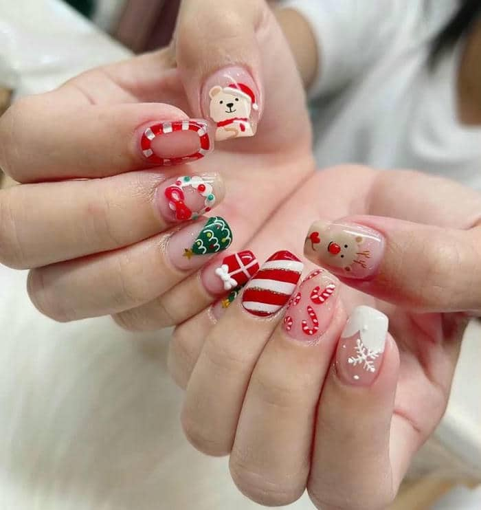 nail giáng sinh cute, dễ thương