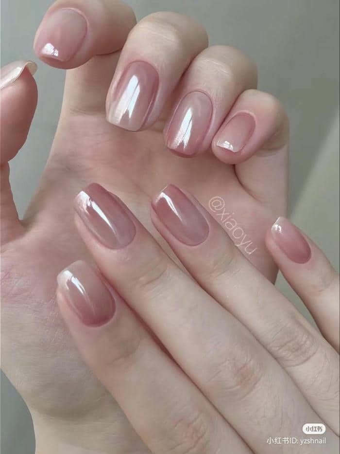 nail hồng đơn giản