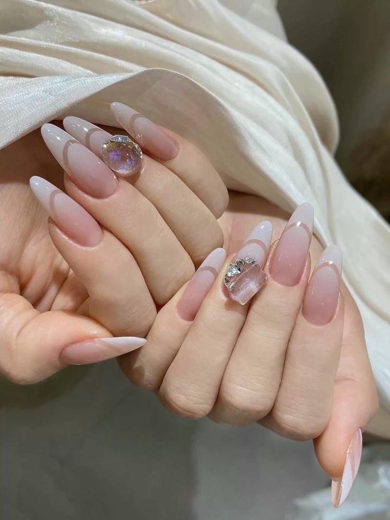 nail hồng thạch nhẹ nhàng