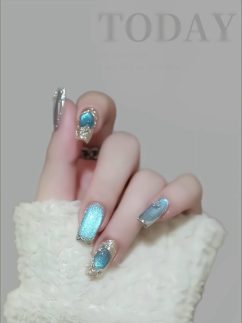 nail mắt mèo màu xanh ngọc