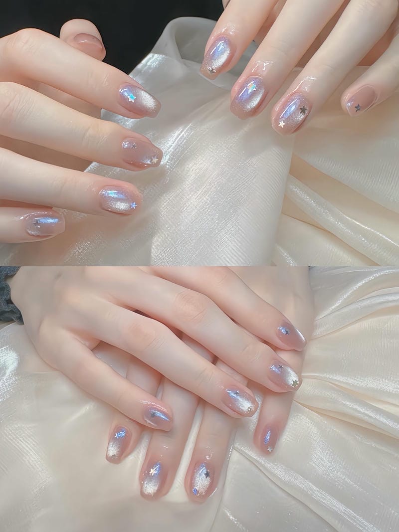 nail mắt mèo móng vuông ngắn