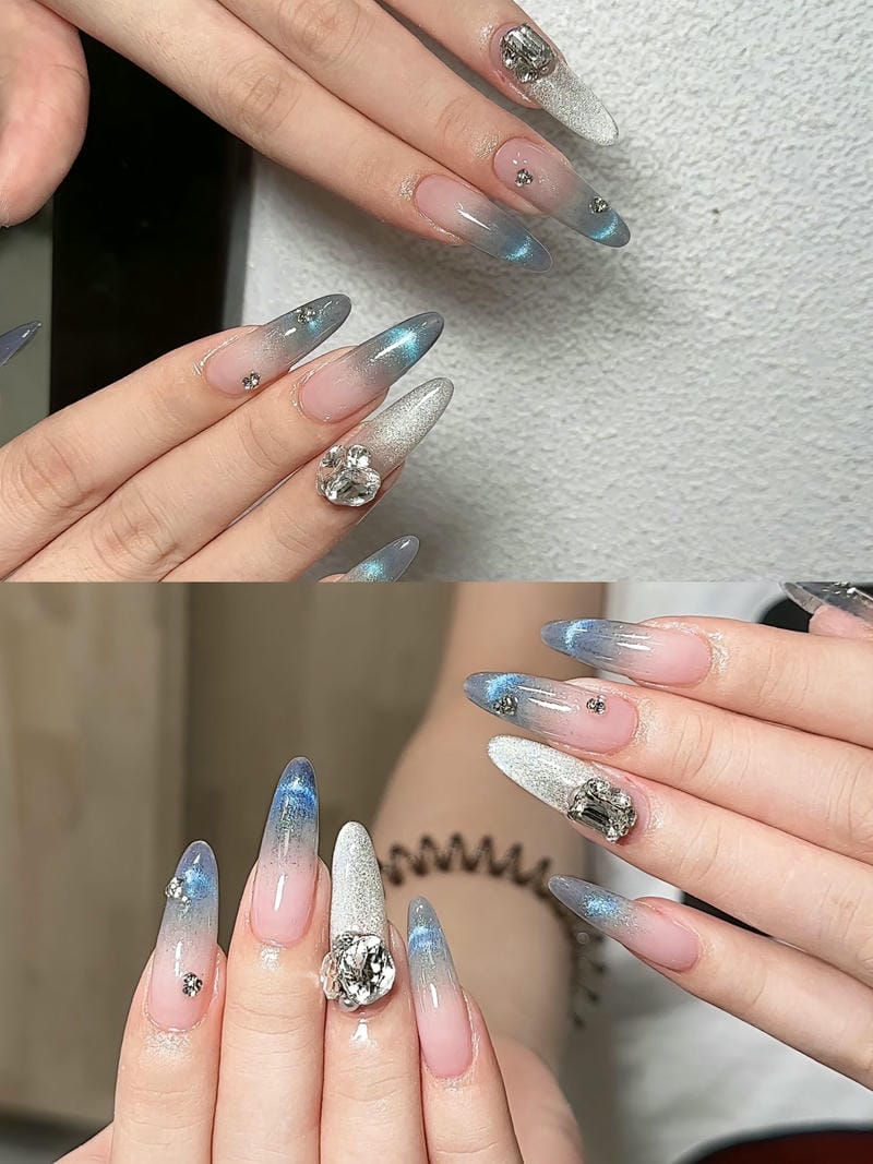 nail mắt mèo xanh