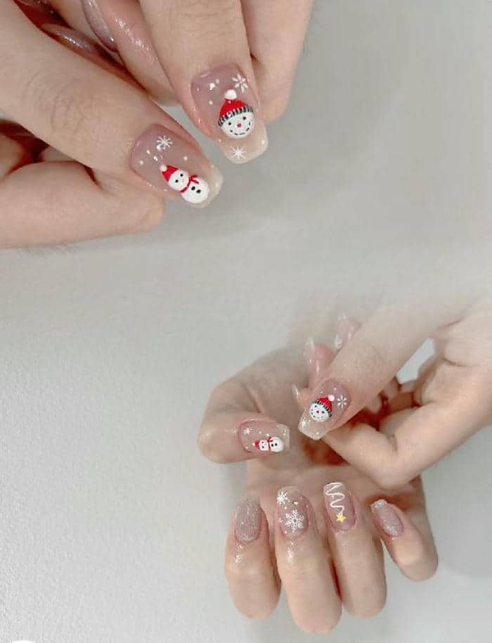 nail người tuyết xinh xắn cho noel