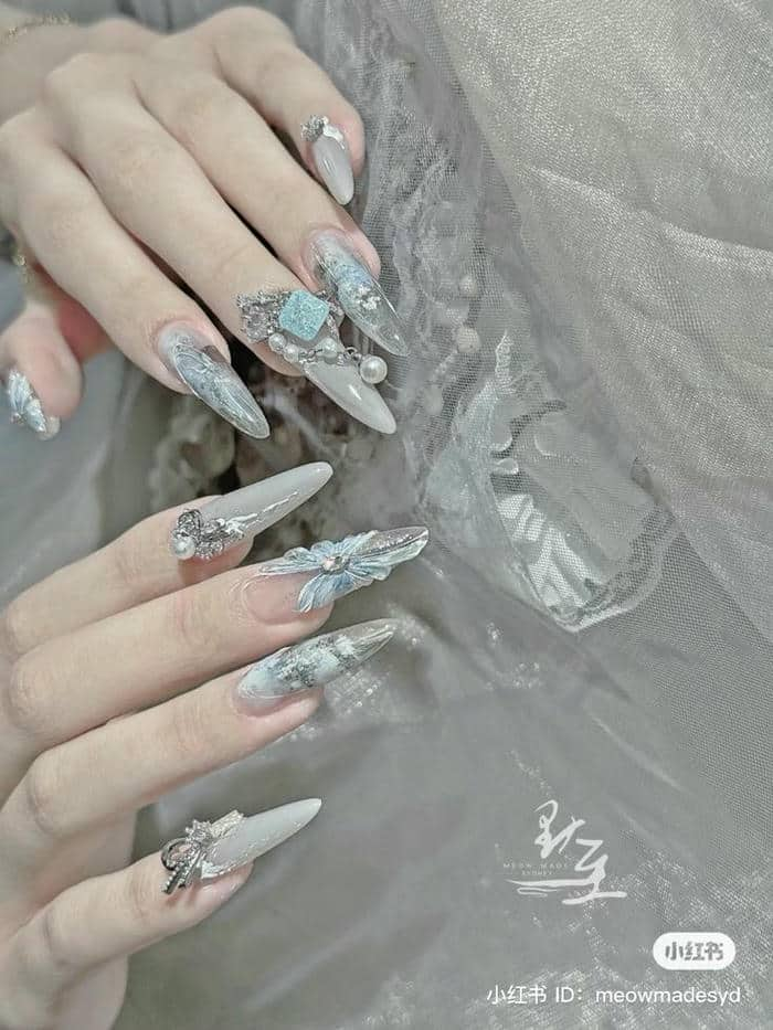 nail nhọn đính đá đẹp