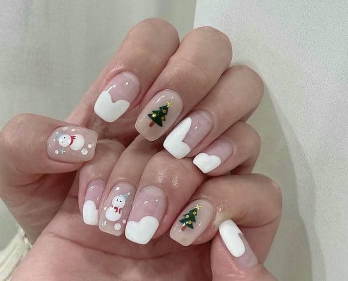 nail noel cute, đáng yêu