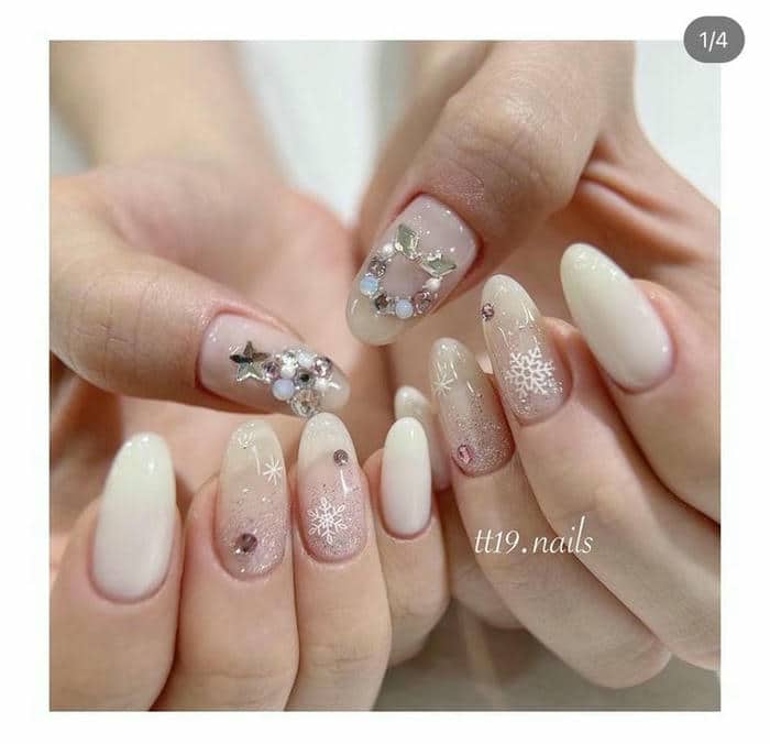 nail noel đính đá đẹp