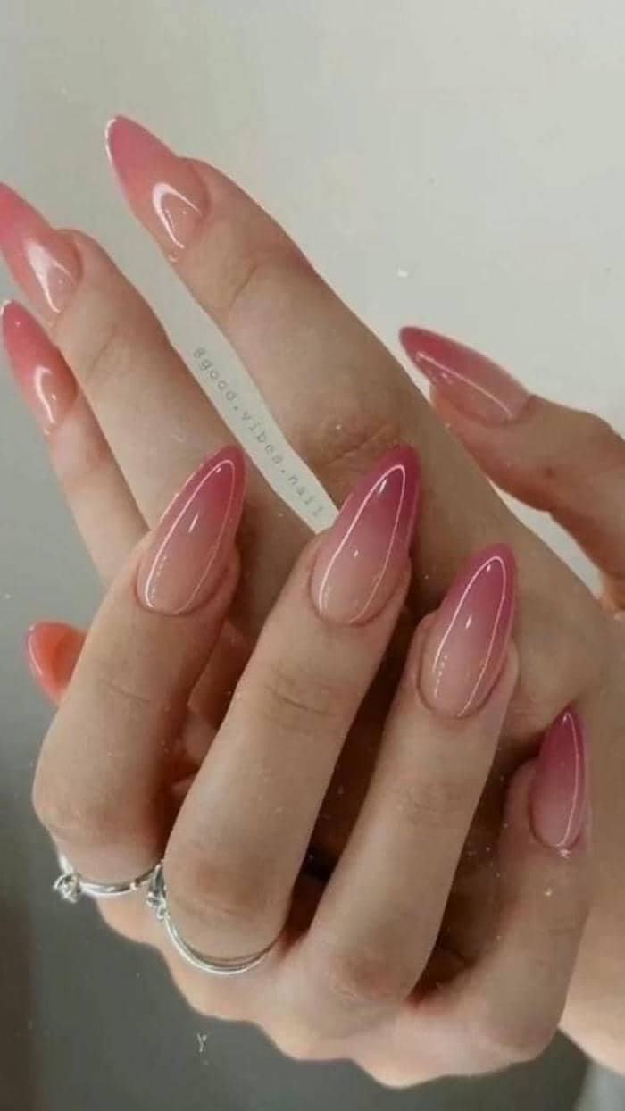 nail ombre trắng hồng