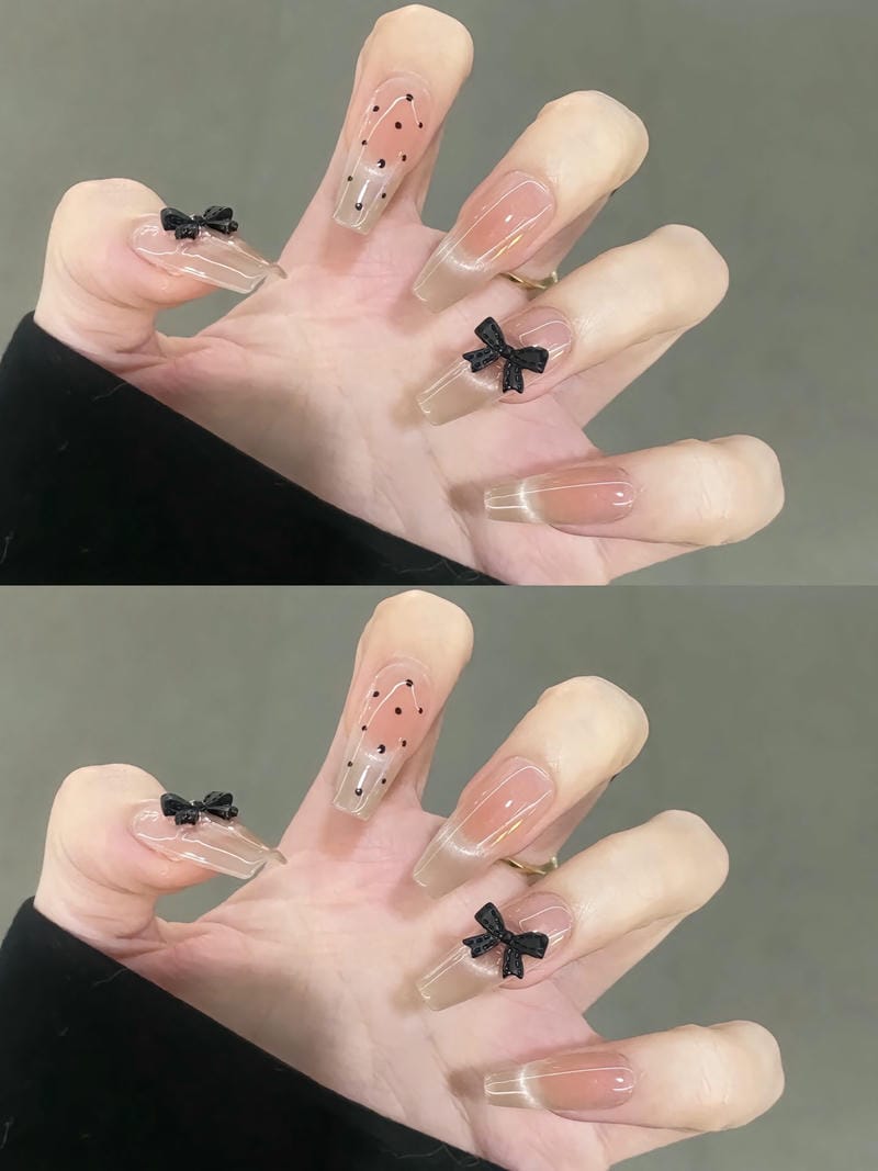 nail tết mắt mèo đính nơ