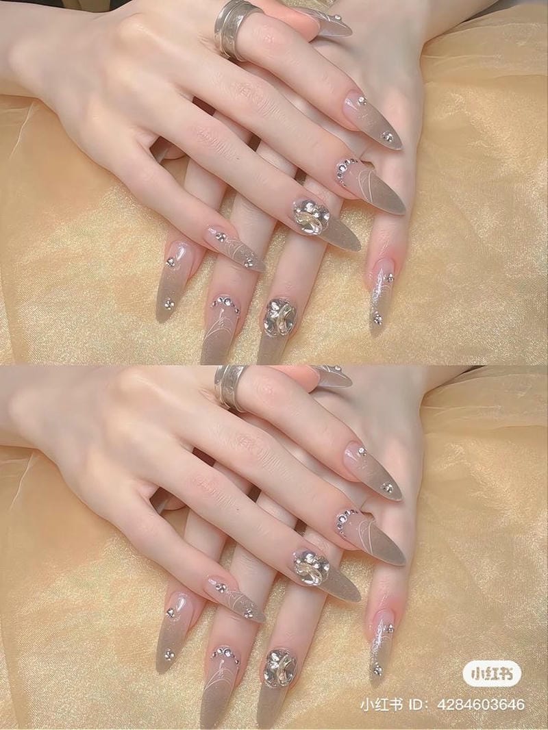 nail thạch mắt mèo đính đá