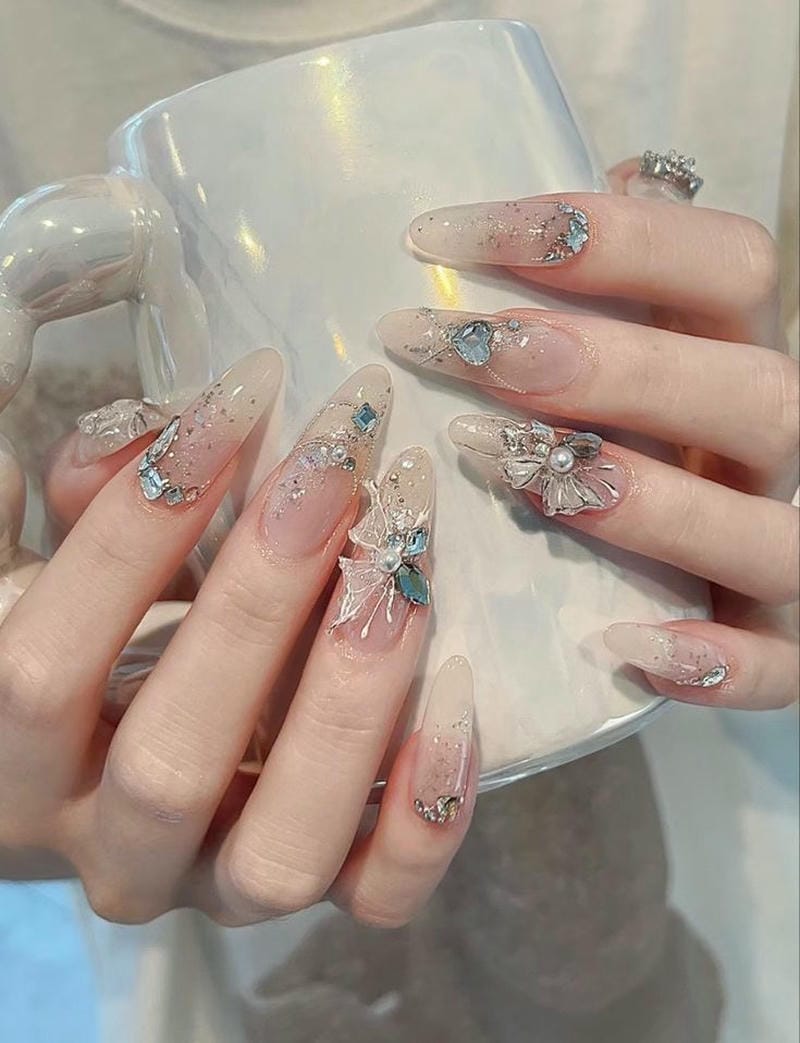 nail thạch nhũ đính đá