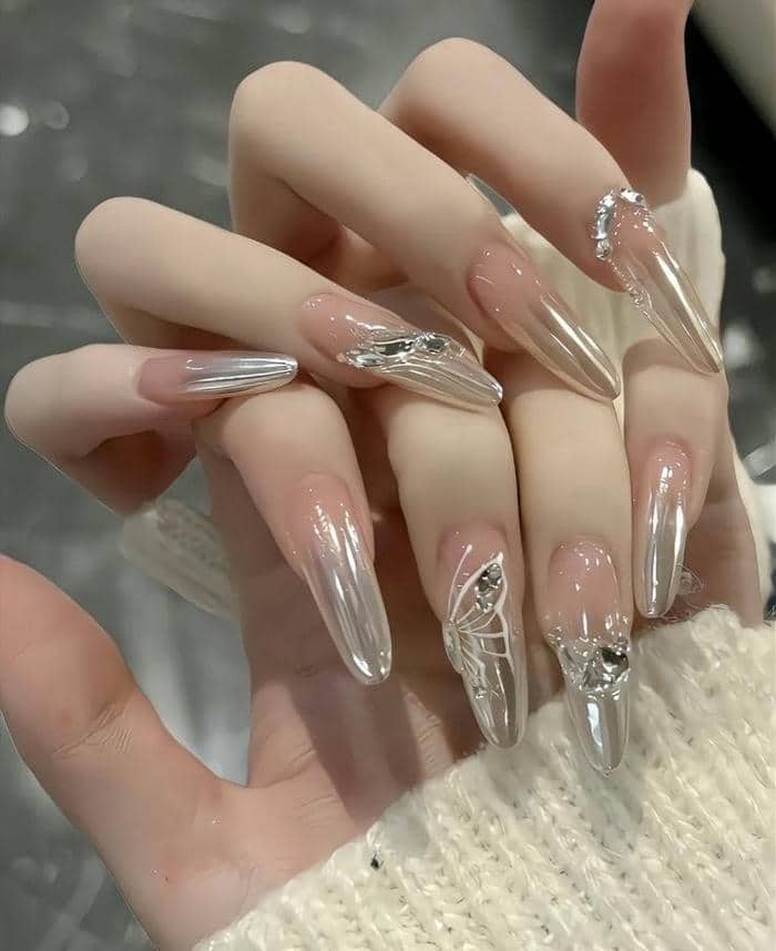 nail thạch tráng gương