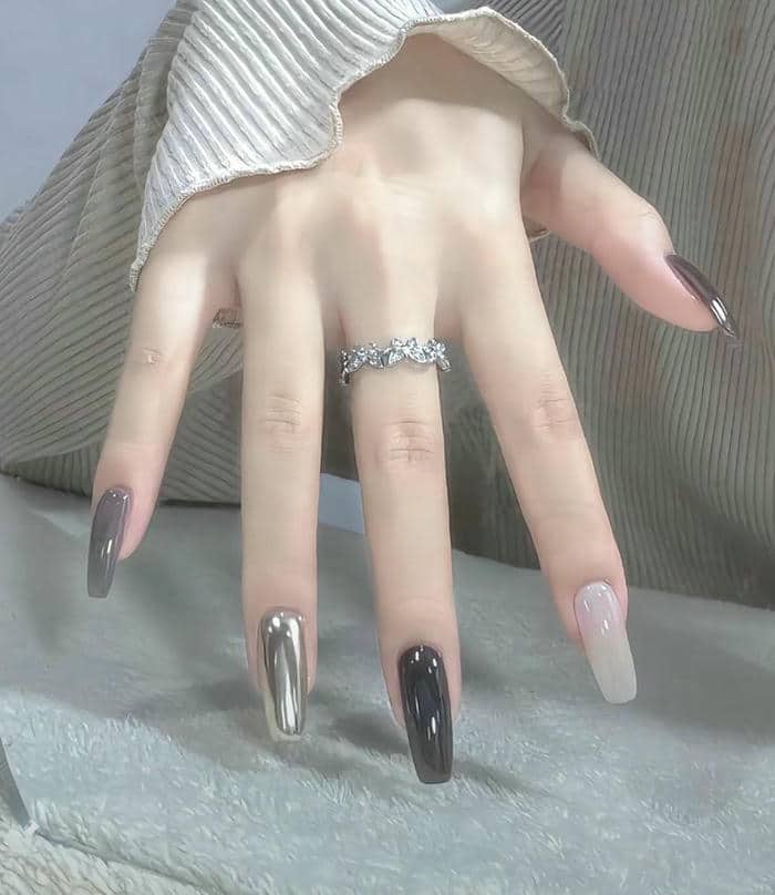 nail tráng gương bạc 