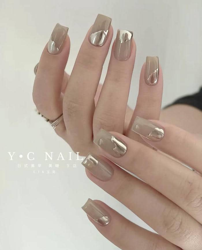 nail tráng gương from vuông ngắn