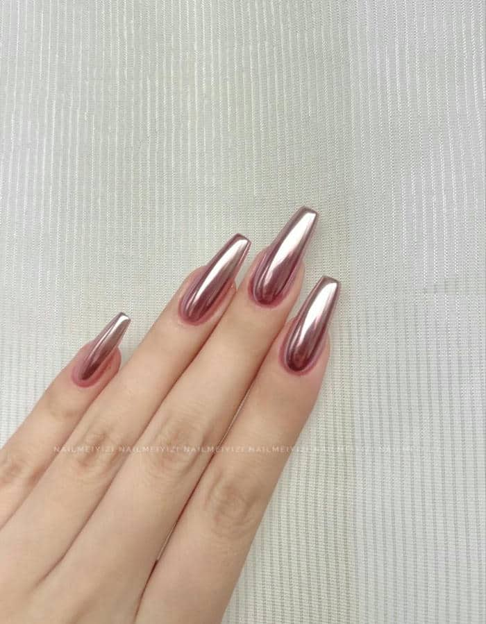 nail tráng gương màu hồng tím đẹp