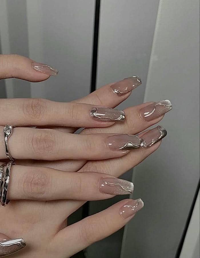 nail tráng gương nổi mắt mèo kim cương