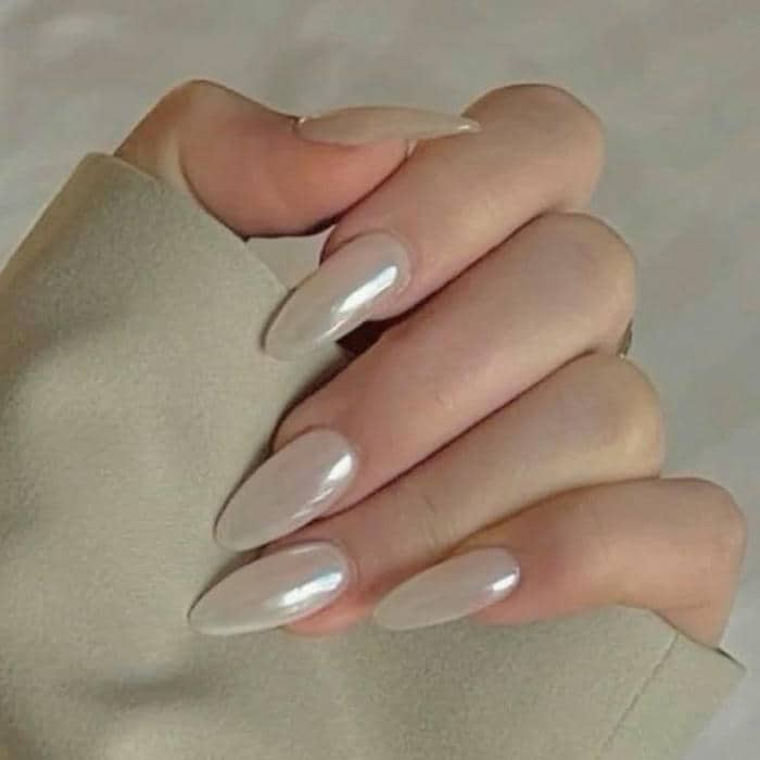 nail tráng gương trắng, đẹp