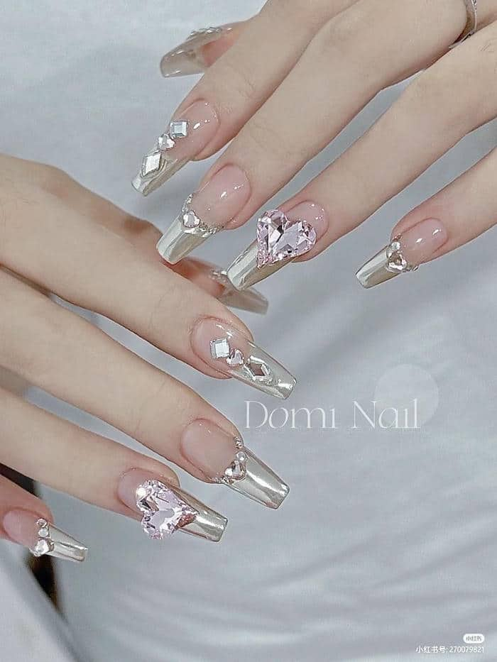 nail tráng gương bạc đầu móng