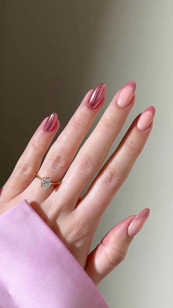 những mẫu nail màu hồng thạch